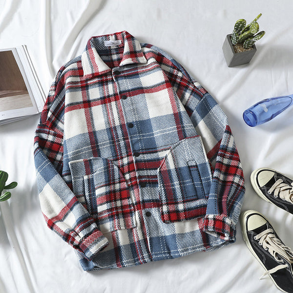 Autumn Brushed Plaid Shirt Men Super Amazing Store