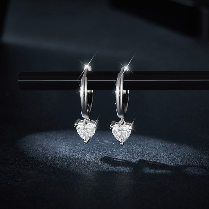 1 Carat Moissanite 925 Sterling Silver Heart Earrings Trendsi