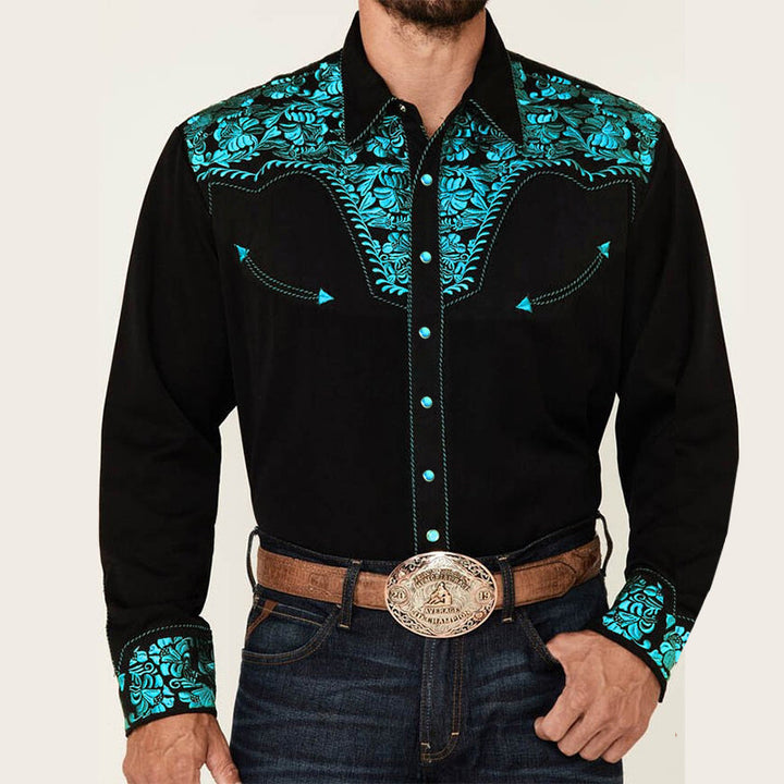 Men's Outdoor Casual Polo Collar Long Sleeve Button Printed Top Super Amazing Store