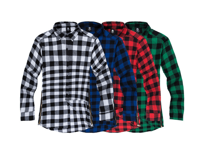 Mens Fashion Hip Hop Shirts Streetwear Urban Clothing Hiphop Men Clothes Plaid Zipper Shirt - Super Amazing Store