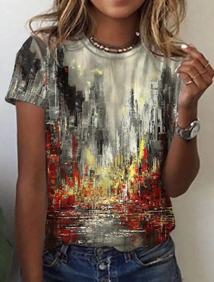 Women's European And American New Abstract Retro Print Short Sleeves-Super Amazing Store