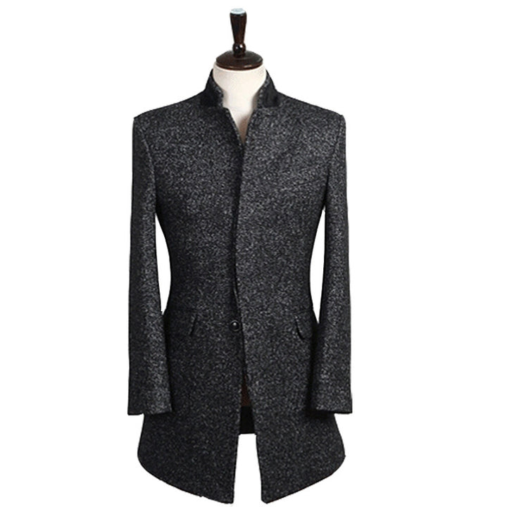 Business Casual Men's Woolen Single Breasted Coat Q2