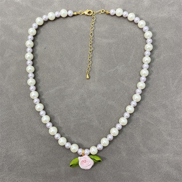 Fresh Flower Choker Pearl Necklace Graceful Mori Sweet Clavicle Chain Women - Super Amazing Store