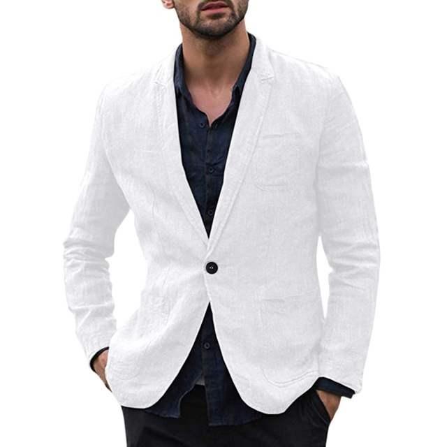 autumn Solid for Men Cotton Thin Suits Blazers Jacket coa - Super Amazing Store