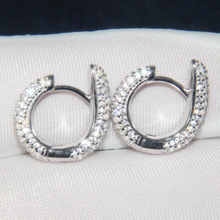 Europe and the United States big s925 pure silver earrings ladies inlaid diamond ear ring simple - Super Amazing Store