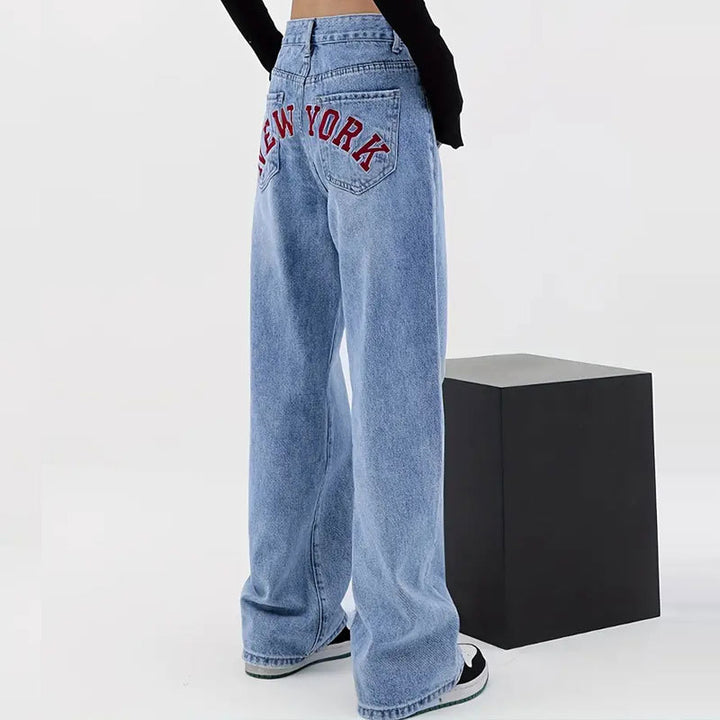 Women's Letter High Waist Straight Jeans - Super Amazing Store