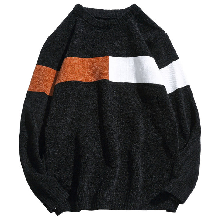 Loose-colored pullover handsome sweater - Super Amazing Store