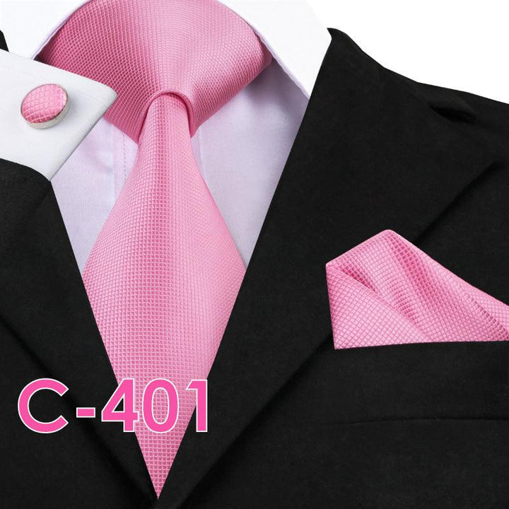 Solid Silk Mens Ties Neck Tie Set For Men Suits Tie Handker - Super Amazing Store