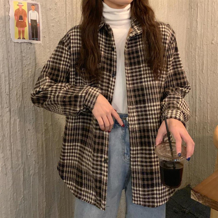 Fashion Plush Heavy Plaid Shirt Women - Super Amazing Store