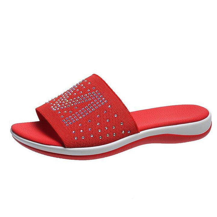 Hot Diamond Lettering Polyurethane Lightweight Platform Slippers - Super Amazing Store