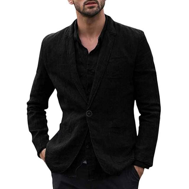 autumn Solid for Men Cotton Thin Suits Blazers Jacket coa - Super Amazing Store