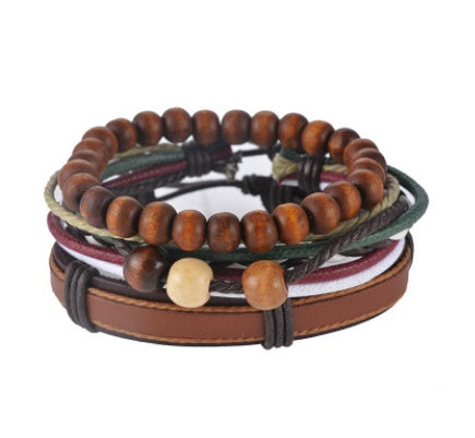 Leather Bracelet Men Multilayer Bead Bracelet Punk Wrap Bracelets for Women Vintage punk Men Jewelry Q2