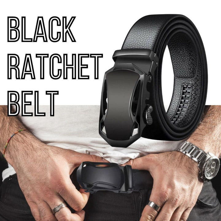 Microfiber Leather Ratchet Belt Adjustable Automatic Buckle Black Belts For Men - Super Amazing Store