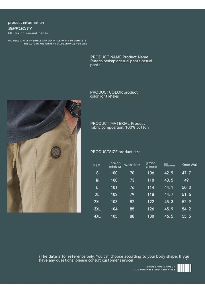 Pure Cotton Casual Pants Men's Autumn And Winter Fleece-lined Thickened Straight Trousers Q2