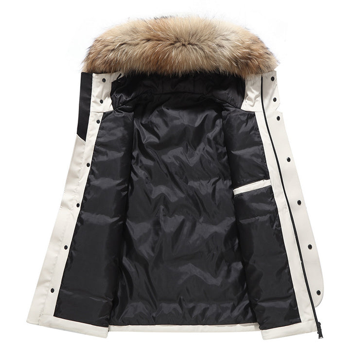 Men's Hooded Down Jacket Thick Warm Coat Fur Collar-Super Amazing Store