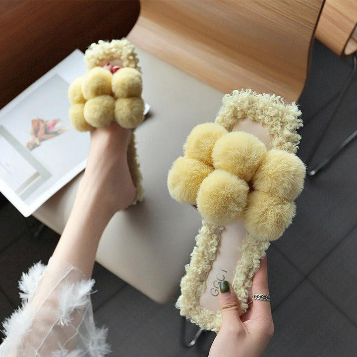 Fur ball slippers - Super Amazing Store