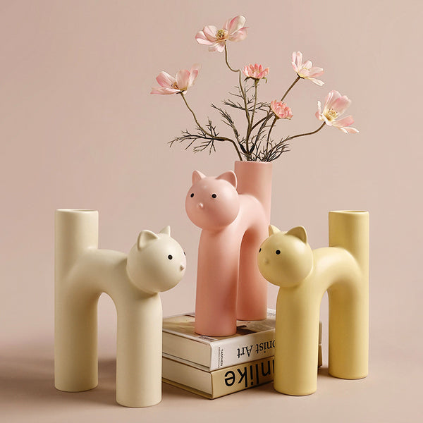 Cute Tube Cat Vase Living Room Home Decoration - Super Amazing Store