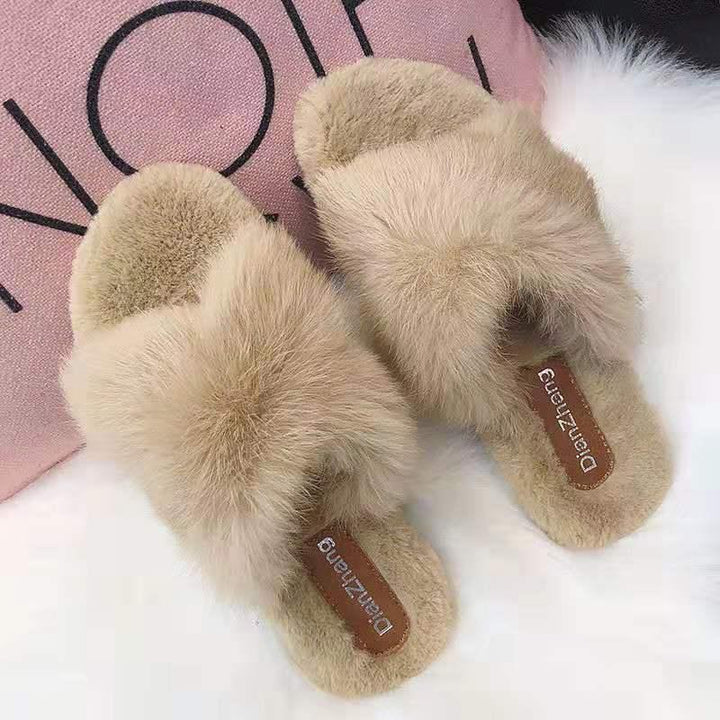 Cross hairy slippers - Super Amazing Store