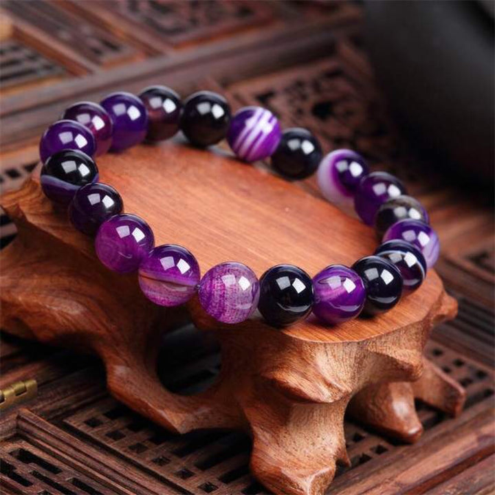 Bracelet En Pierre Naturelle Violet Pour Femme Q2