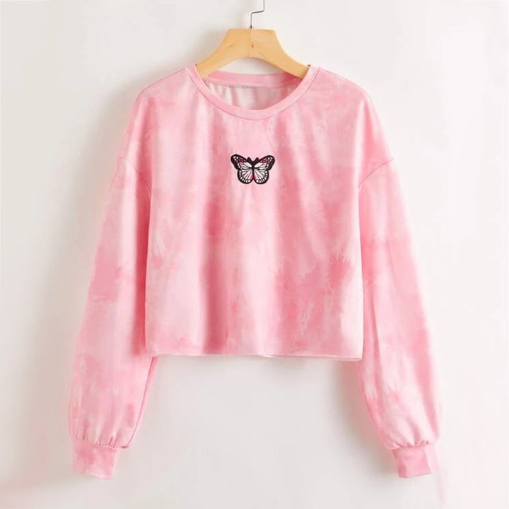 Crop Top Tie Dye Print Women's Sweatshirt - Super Amazing Store