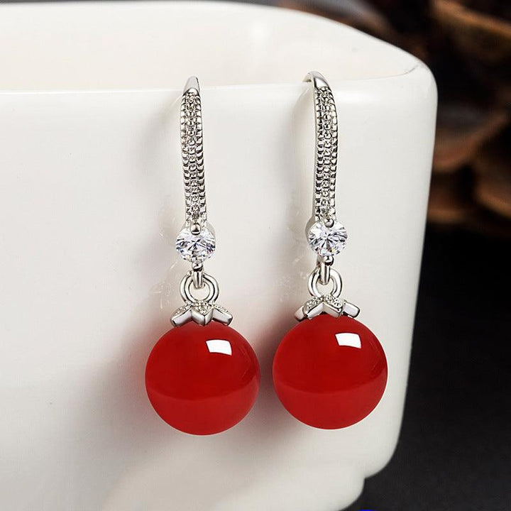 S925 Silver Agate Earrings Long Female Wax Earrings Anti Allergy - Super Amazing Store