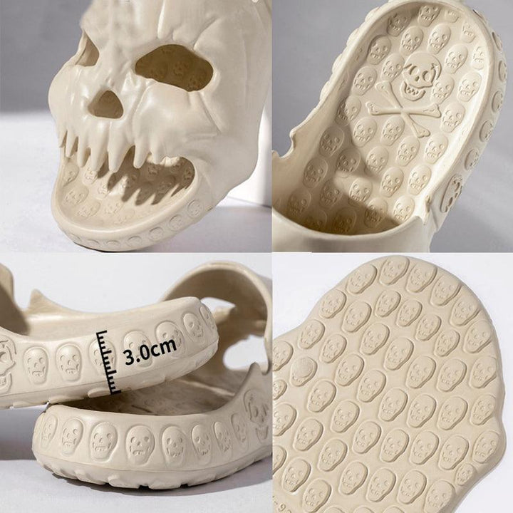 Personalized Skull Design Halloween Slippers Bathroom Indoor Outdoor Fun Slides Beach Shoes - Super Amazing Store