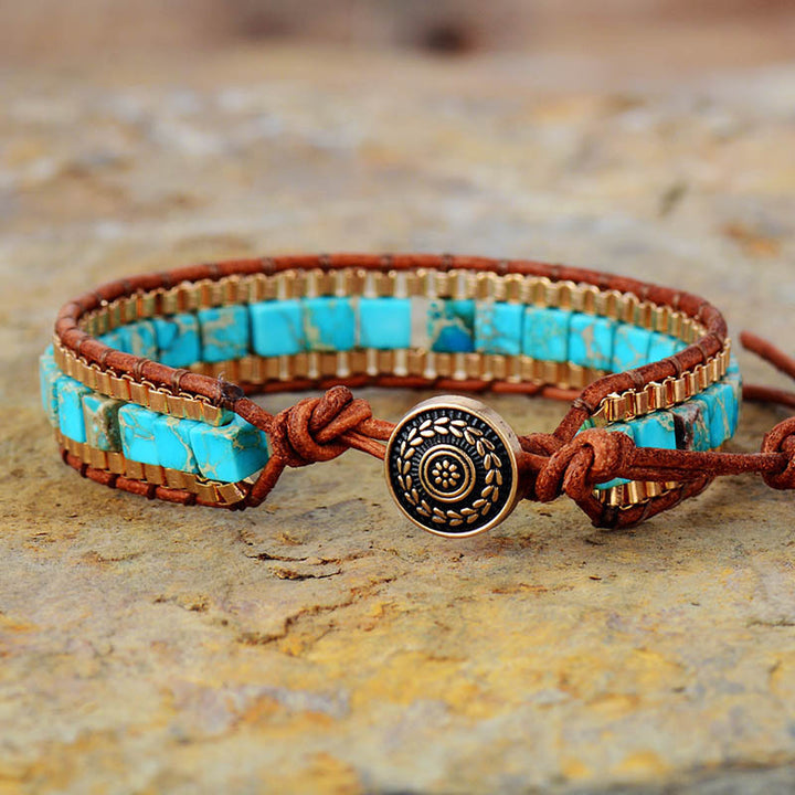 Fashion Imperial Stone Hand-woven Leather Bracelet Q2