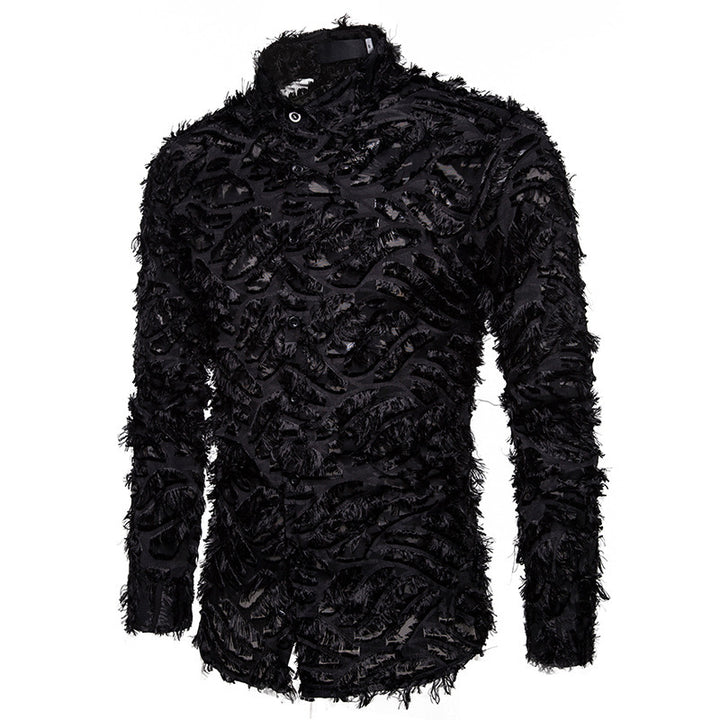 Feather tassel lapel shirt men - Super Amazing Store