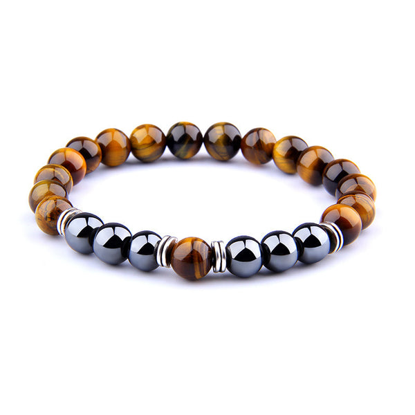 Explosion Style Yellow Tiger Eye Bracelet Fashion Simple Obsidian Alloy Separator Elastic Bracelet Q2