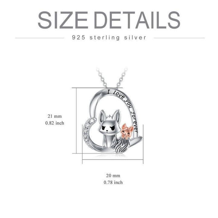 Sterling Silver Fox I Love You Forever Heart Pendant Necklace Jewelry - Super Amazing Store