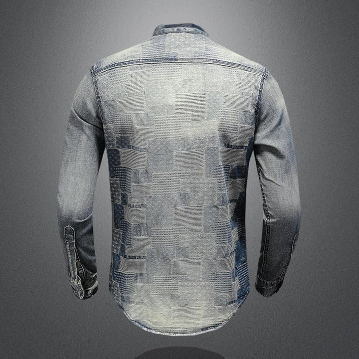 Retro Color Personality Patch Denim Shirt Punk Shirt Men - Super Amazing Store