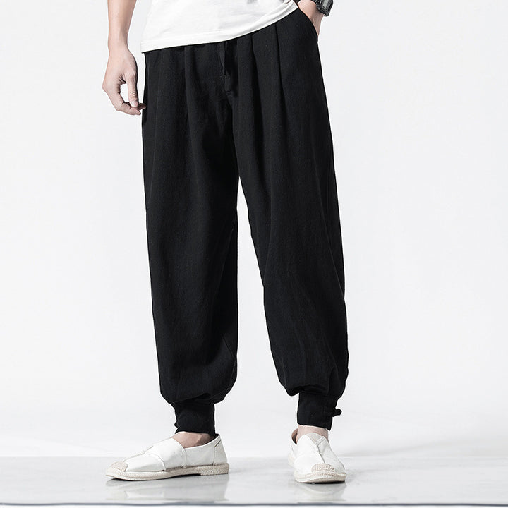 Chinese style cotton and linen casual trousers loose harem pants bloomers-Super Amazing Store