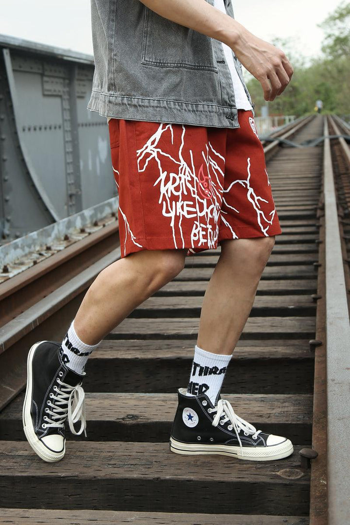 Japanese Harajuku style graffiti casual shorts men - Super Amazing Store