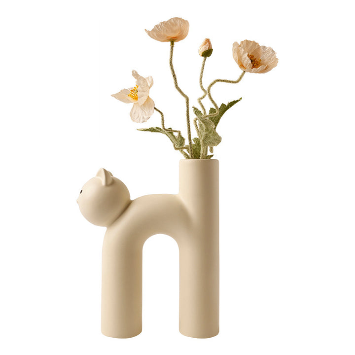 Cute Tube Cat Vase Living Room Home Decoration Q2