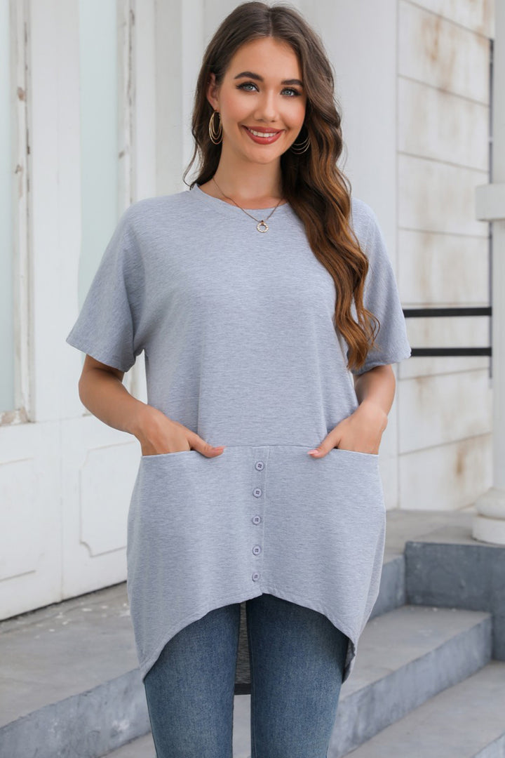 Round Neck Short Sleeve T-Shirt Trendsi