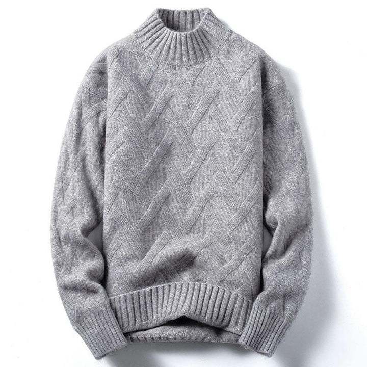 Half Turtleneck Sweater Men Korean Loose Knit Sweater - Super Amazing Store