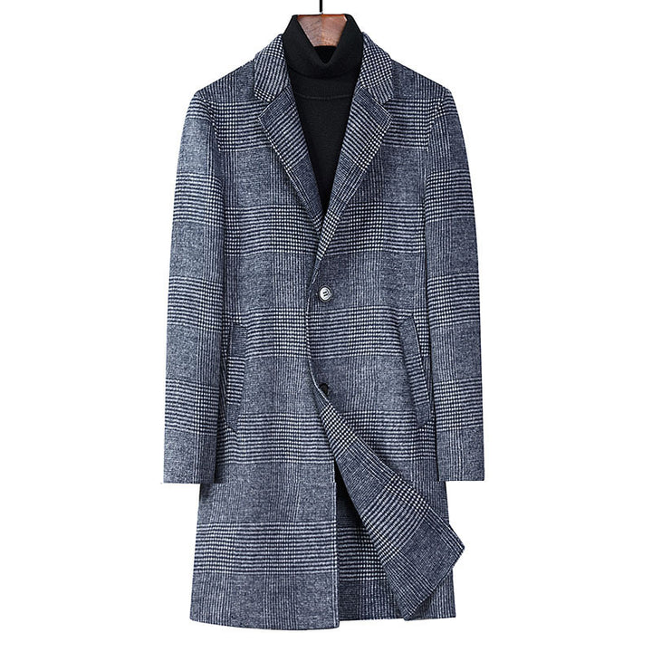 Men's Fashion Plaid Double-sided Woolen Coat Q2