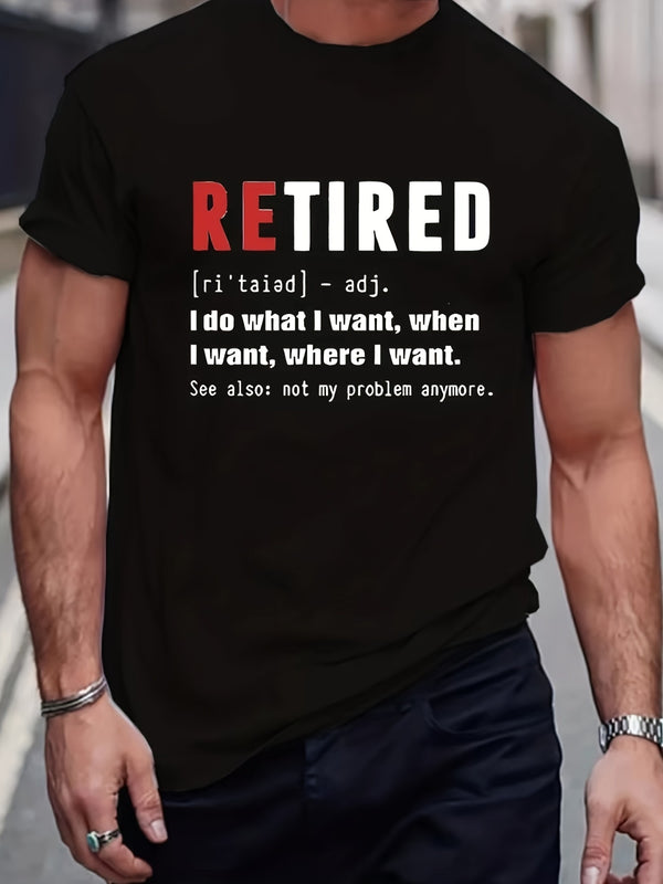 Interesting Retirement Definition Printed T-shirt, Men's T-shirt, Summer, Spring, Autumn Casual Short Sleeved T-shirt, Top As A Gift Super Amazing Store