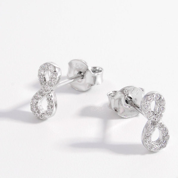 925 Sterling Silver Zircon Number 8 Stud Earrings Trendsi