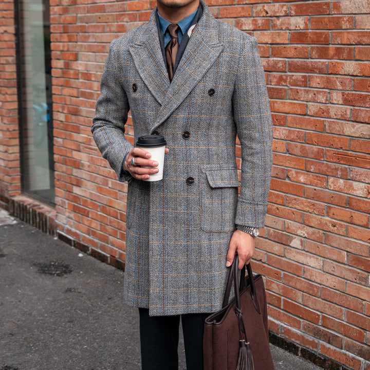 Retro High-quality Wool Plaid Polo Coat Q2