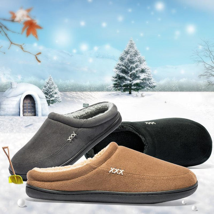 Warm Cotton Slippers Winter Men Casual Shoes Bathroom Home Soft Slippers Plush Non-slip Slippers Indoor Footwear - Super Amazing Store