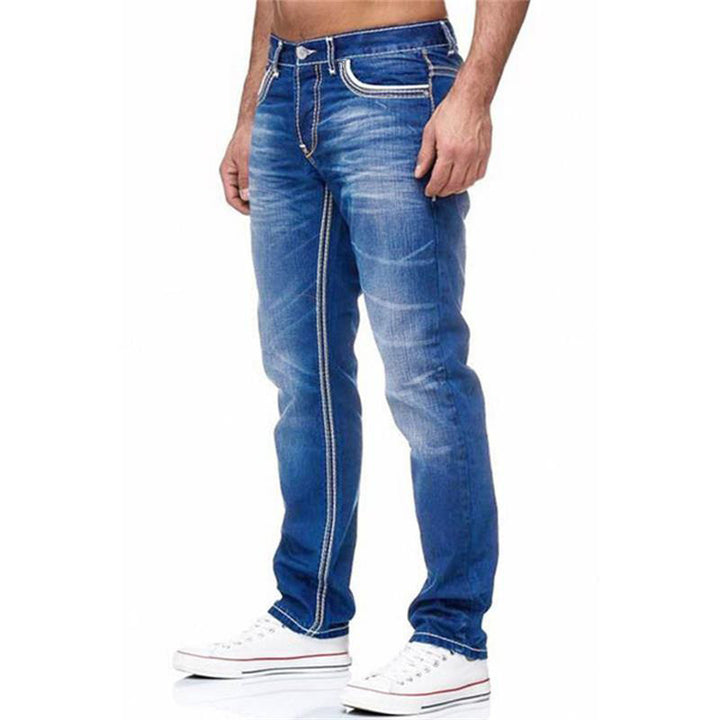 Blue Slim-fitting Simple Small Straight-leg Jeans Q2