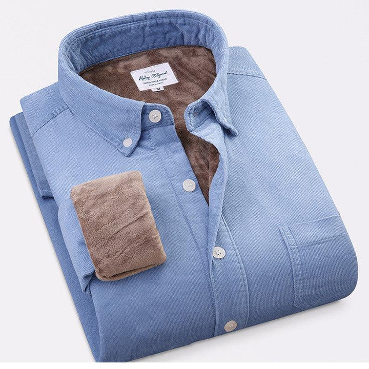 Pure Color Cotton Corduroy Warm Shirt Long Sleeve Men - Super Amazing Store