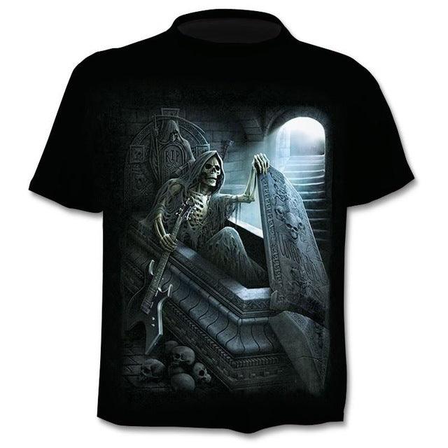 T-shirt Men Punk Style Top Tees Skull Gothic - Super Amazing Store