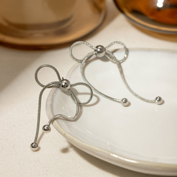 Stainless Steel Bow Earrings Trendsi