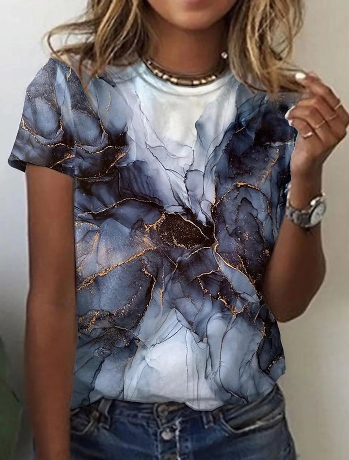 Women's European And American New Abstract Retro Print Short Sleeves-Super Amazing Store