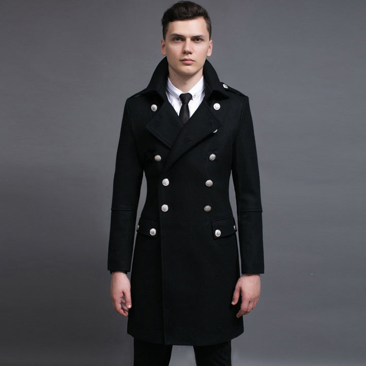 Double-row Retro Woolen Coat Man Q2