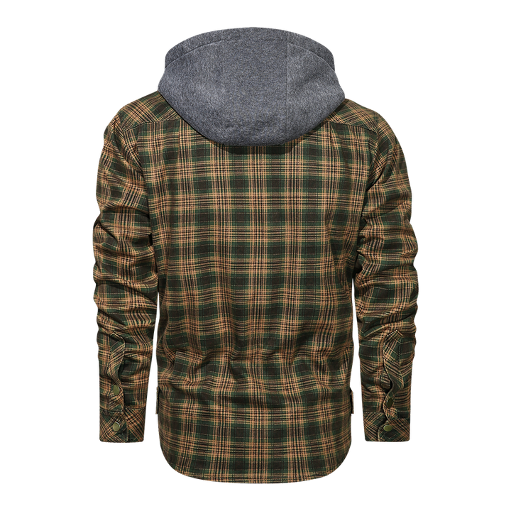 Men's Long-sleeved Plaid Jacket Regular Fit Fleece Detachable Hoodies Jackets - Super Amazing Store