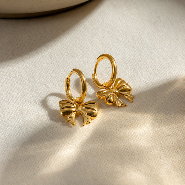 18K Gold-Plated Bow Earrings Trendsi