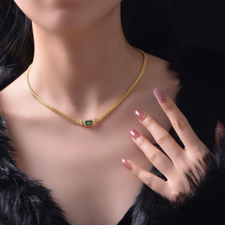 Emerald Pendant 925 Silver Adjustable Simple Necklace - Super Amazing Store